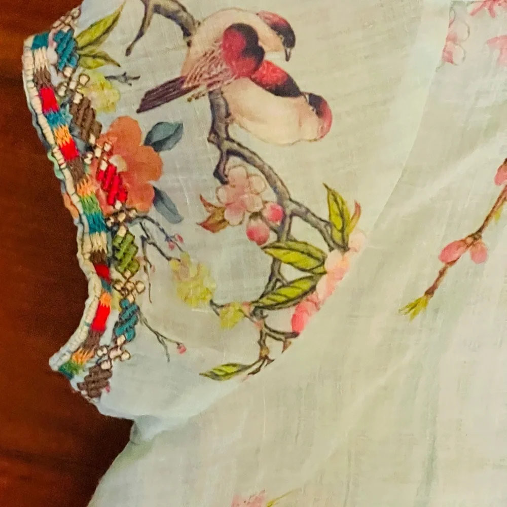 Johnny Was Light Blue Floral V-Neck Blouse - Picture 10 of 10